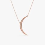 Large Natural Diamond Crescent Necklace - Image 3