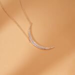 Large Natural Diamond Crescent Necklace - Image 2