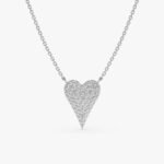 Large Elongated Paved Natural Diamond Heart Necklace - Image 2