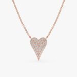 Large Elongated Paved Natural Diamond Heart Necklace - Image 3