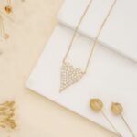 Large Elongated Paved Natural Diamond Heart Necklace - Image 5