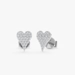 Long Natural Diamond Heart Studs - 图片 2