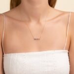 14k Gold Long Rainbow Sapphire Bar Necklace - Image 4