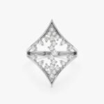 14K Solid Gold Lozenge Shape Natural Diamond Ring - 图片 2