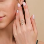 14K Solid Gold Lozenge Shape Natural Diamond Ring - 图片 5
