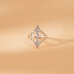 14K Solid Gold Lozenge Shape Natural Diamond Ring - 图片 3