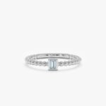 March Birthstone Aquamarine Ring In Solid Gold Beaded Design - Image 2