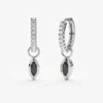 Marquise Diamond Charm Huggies - 图片 2