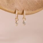 Marquise Diamond Charm Huggies - 图片 5