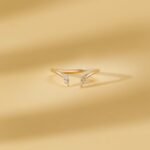 18K Solid Gold Marquise Natural Diamond Open Ring - 图片 5