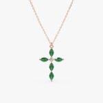 Marquise Emerald Cross Necklace - Image 5