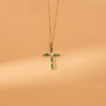 Marquise Emerald Cross Necklace - Image 4