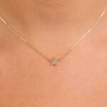 Mini Pave Natural Diamond Star Necklace - Image 5