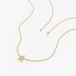 Mini Pave Natural Diamond Star Necklace - Image 4