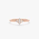 14K Solid Gold Minimalist Natural Diamond Art Deco Ring - 图片 4