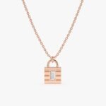 Minimalistic Natural Diamond Padlock Necklace - Image 4