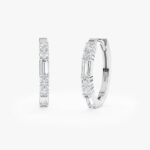 Mixed Natural Diamond Oval Hoop Earrings - 图片 2