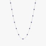 14K Solid Gold Multi Blue Sapphire Station Necklace - Image 2