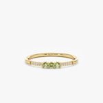14K Solid Gold Amethyst and Natural Diamond Ring