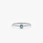 14K Solid Gold Natural Blue Diamond Bezel Ring - 图片 2