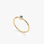 14K Solid Gold Natural Blue Diamond Bezel Ring - 图片 3