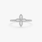 14K Solid Gold Natural Diamond Clover Ring - Image 2