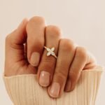 14K Solid Gold Natural Diamond Clover Ring - Image 3
