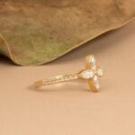 14K Solid Gold Natural Diamond Clover Ring - Image 6