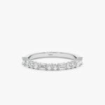 14K Solid Gold Natural Diamond Half Eternity Ring - 图片 2