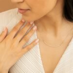 Natural Diamond Sleek Curved Bar Necklace - Image 6