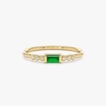 14K Solid Gold Natural Emerald and Diamond Ring