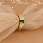 14K Solid Gold Natural Emerald Gatsby Ring - 图片 5