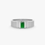 14K Solid Gold Natural Emerald Gatsby Ring - 图片 2