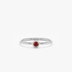 14K Solid Gold Natural Garnet Bezel Ring - Image 2