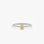 18K Solid Gold Natural Opal Bezel Ring - 图片 2