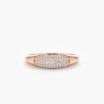 14K Solid Gold Pave Natural Diamond Dome Ring - Image 6