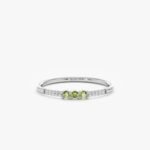 18K Solid Gold Natural Peridot and Diamond Ring - Image 2