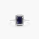 14K Solid Gold Natural Sapphire and Diamond Engagement Ring - 图片 2