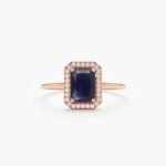 14K Solid Gold Natural Sapphire and Diamond Engagement Ring - 图片 3