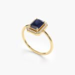 14K Solid Gold Natural Sapphire and Diamond Engagement Ring - 图片 5