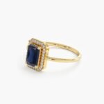 14K Solid Gold Natural Sapphire and Diamond Engagement Ring - 图片 4