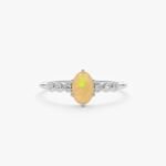 14K Solid Gold Opal and Natural Diamond Engagement Ring - Image 6