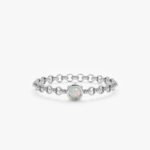 18K Solid Gold Opal Chain Ring - Image 2