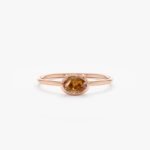 14K Solid Gold Oval Citrine Ring - Image 3