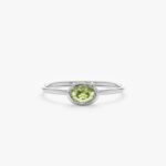 18K Solid Gold Oval Peridot Ring - 图片 2
