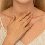 14K Solid Gold Oval Natural Diamonds and Sapphire Engagement Ring - Image 4