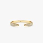 14K Solid Gold Pave Natural Diamond Claw Ring