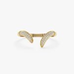 14K Solid Gold Pave Natural Diamond Cuff Ring