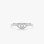14K Solid Gold Pave Natural Diamond Evil Eye Outline Ring - 图片 4