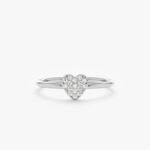 14K Solid Gold Pave Natural Diamond Heart Ring - Image 2